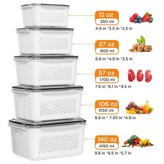 Kitchen Fruit Organizer with Double Layer Drainage